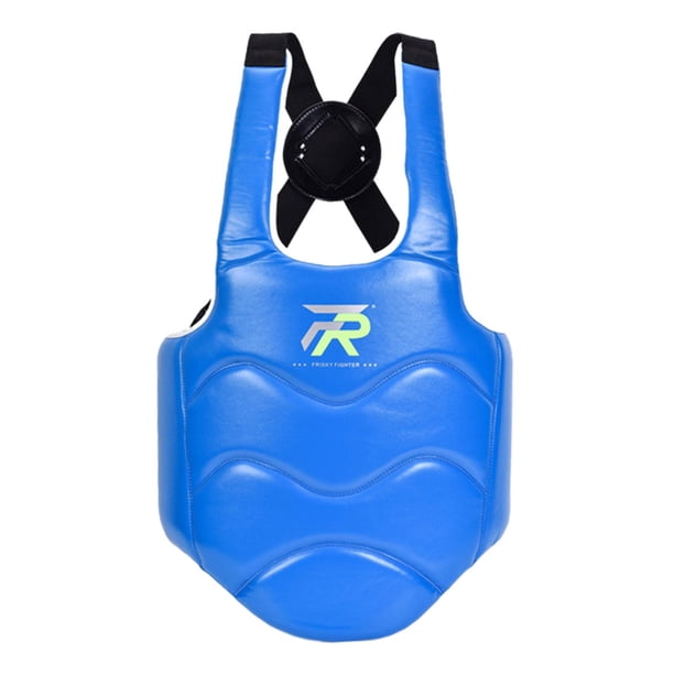 Equipo de protección para el cuerpo con escudo pectoral de Karate, protector costal para hombres y mujeres, defensa de Taekwondo para artes marciales Azul L