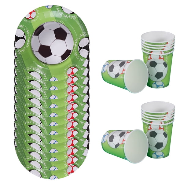 Vajilla De Fiesta Temática De Fútbol Barcelona - 61 Piezas, Incluye Platos, Vasos, Servilletas, Mantel E Invitaciones