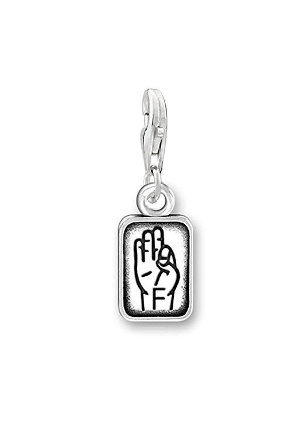 Sign Language Charm Pendant for Bracelets or Necklaces "F"