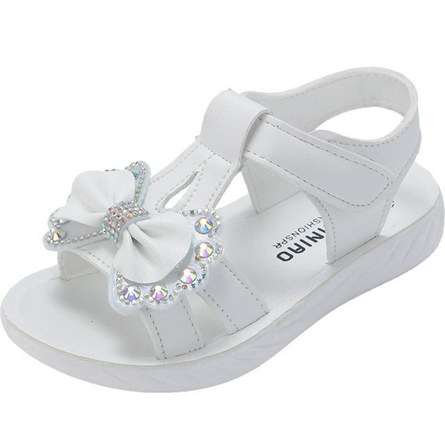 Sandals for Girls, Girls Summer New Big and Medium Children Princess Shoes Bow Open-toe Rhinestone Beach Sandals