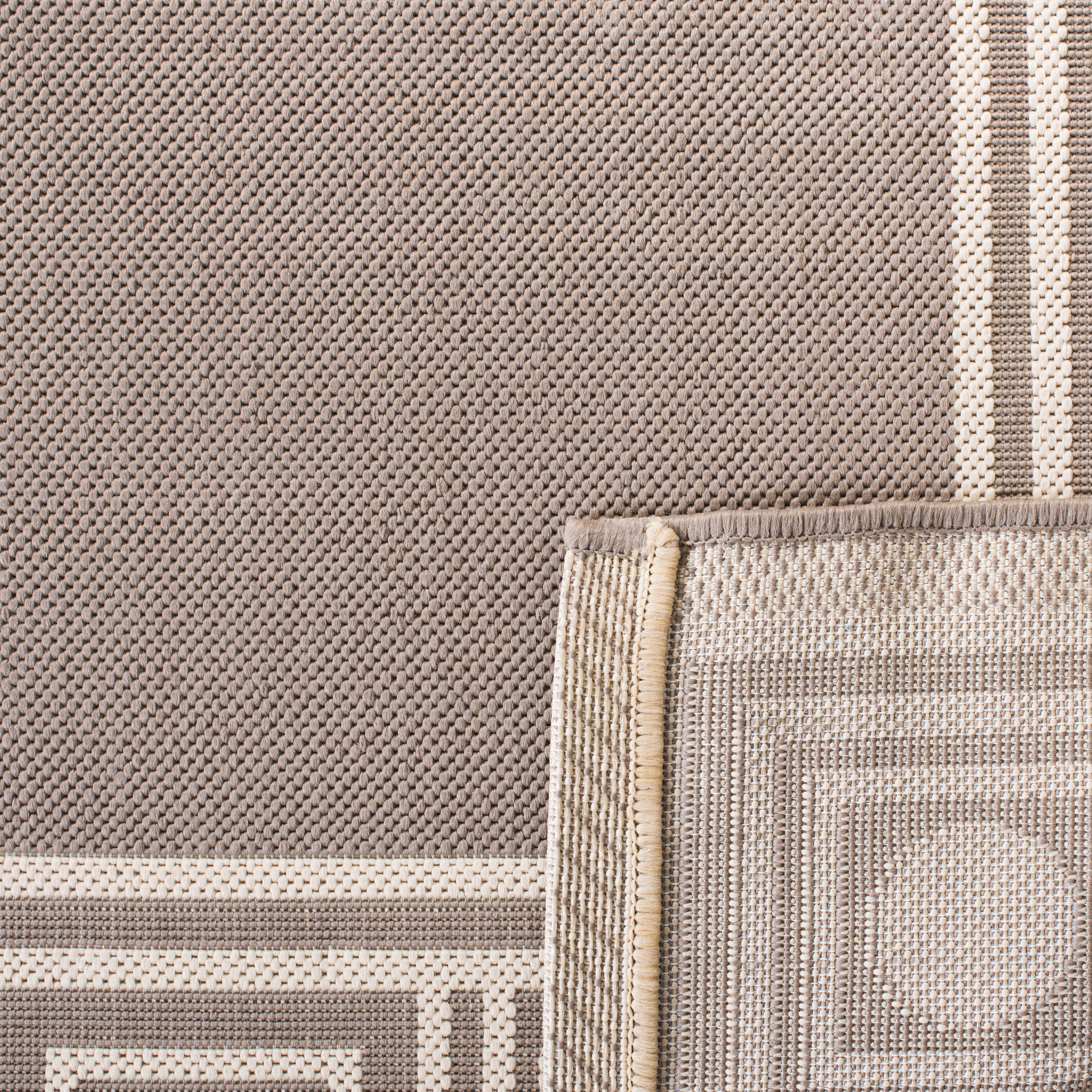 SAFAVIEH Courtyard Chase Oriental Indoor/Outdoor Area Rug, Dark Beige/Beige, 6'7" x 9'6"