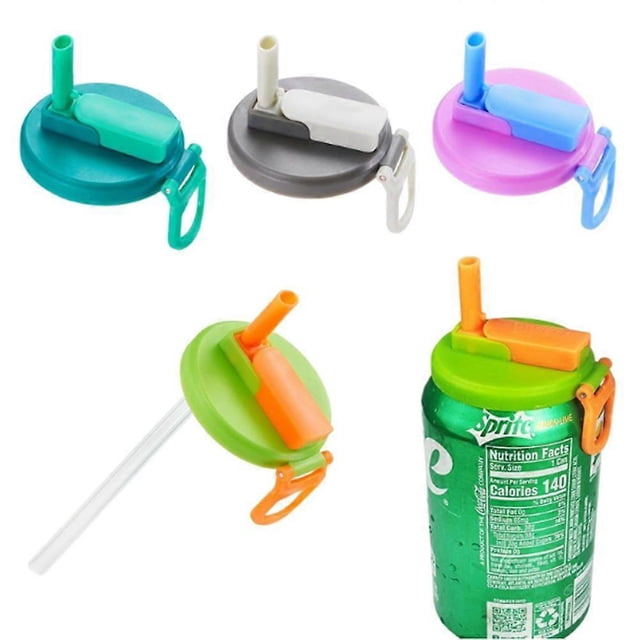 4-Pack Soda Can Lids with Straw, Leak-Proof Silicone Covers, BPA-Free, Fits Soda, Juice, Seltzer Cans, Drink Accessories