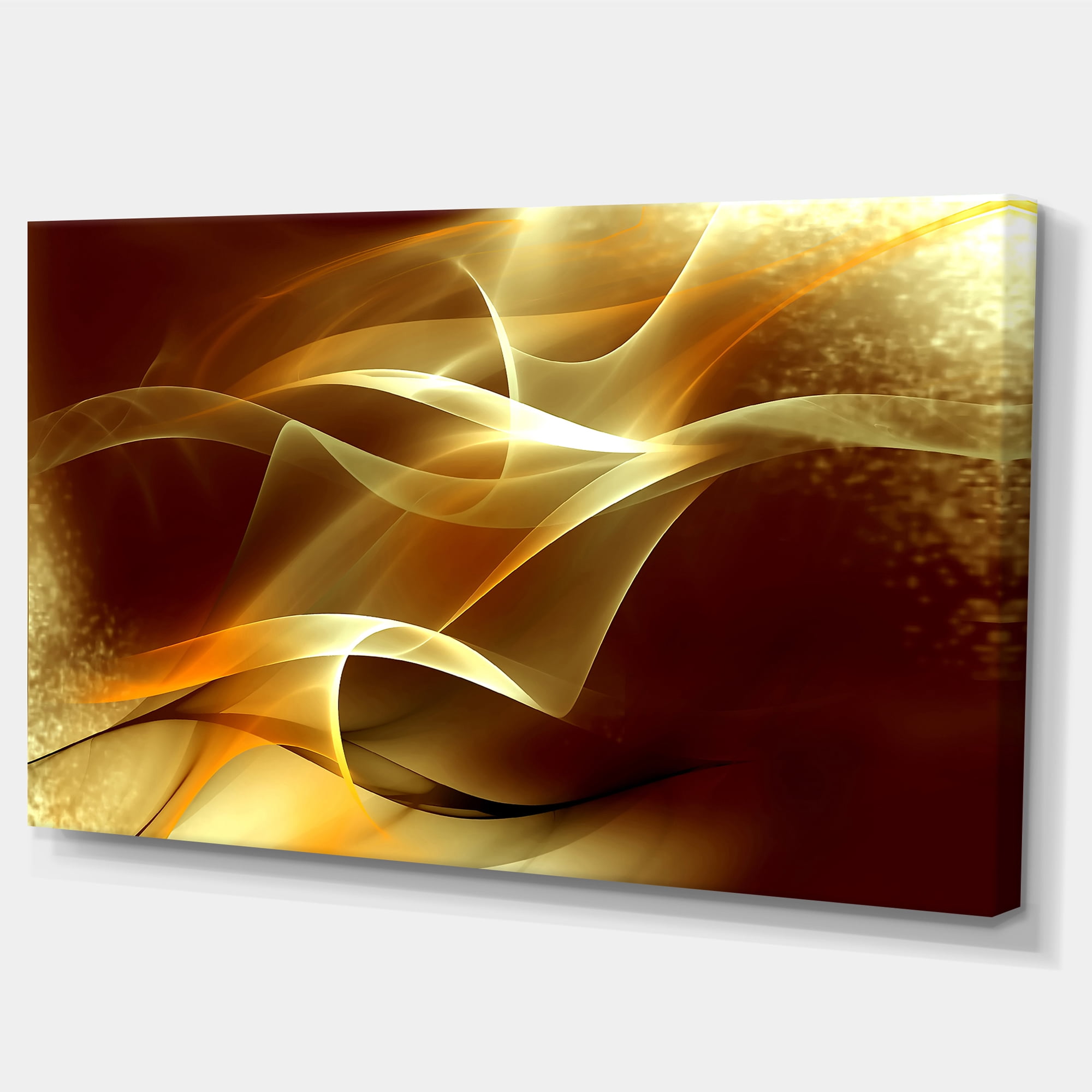 Designart 'Light Yellow Abstract Fractal Design ' Large Abstract Canvas Art
