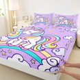 thumbnail image 2 of Manfei Teens Cartoon Unicorn Full Size Sheets, Kawaii Cute Animal Bed Sheets, Rainbow Stars Cloud Sheet Sets, Luxury Bedroom Decor, 4 Pieces, 2 of 6