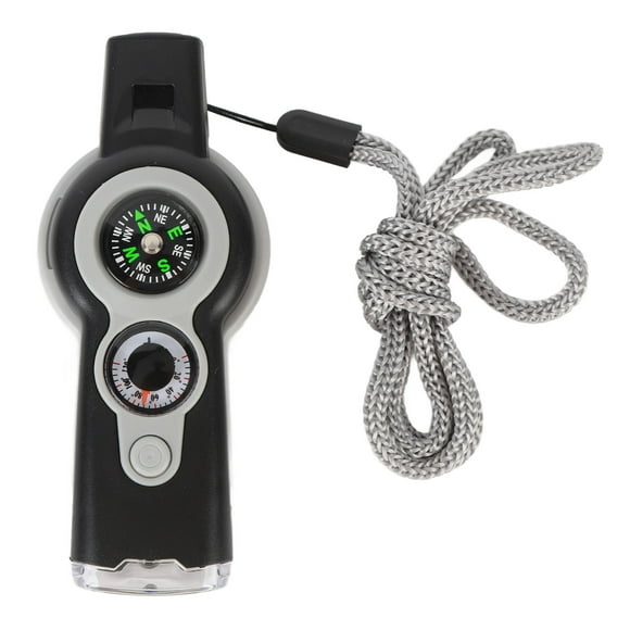 Nimomo 7-en-1 Fonction De Survie d'urgence Sifflet Lumière LED Thermomètre Boussole pour Kayak Canotage Randonnée Camping Escalade Chasse Pêche Sauvetage Signalisation(Blanc)