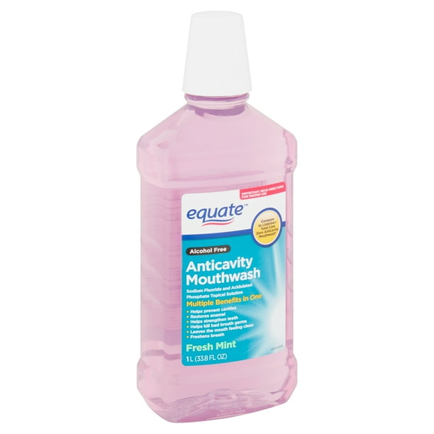 Equate Alcohol Free Fresh Mint Anticavity Mouthwash, 33.8 fl oz