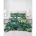 thumbnail image 3 of Palm Leaf Queen Size Down Alternative Comforter, Lightweight Comforter Quilt Bedding Set with Pillow Shams Green Tropical Plant Summer Nature Scenery All Seasons Bed Comforter Duvet Insert 90"x96", 3 of 7