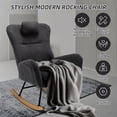 thumbnail image 6 of UHOMEPRO Modern Teddy Fabric Rocking Chair, Accent Rocker Chair with High Backrest, Accent Glider Rocker for Living Room Bedroom Playroom, Gray, 6 of 9