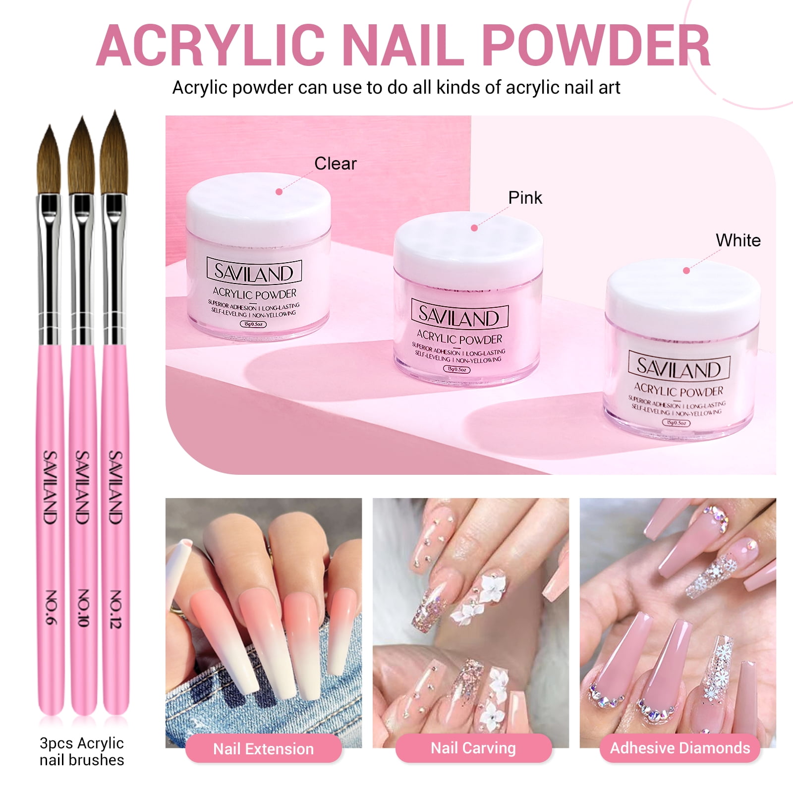 Saviland Acrylic Nail Kit with Nail Drill – Acrylic Powder And Liquid Set with Gel Nail Polish Nail Glue Gel Portable U V Light Nail Stuff Acrylic Nail Brush for Home DIY Salon Use