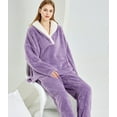 thumbnail image 4 of Women's Thick Warm Pajamas Set - Long Sleeve Collared Top and Pants, Cozy Loungewear for Winter Fall, 4 of 6