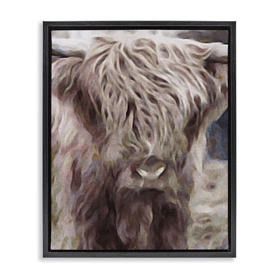 Stupell Industries Rustic Lodge Cattle Abstract Portrait Black Floating Frame Canvas Art, 17 x 21, by Denise Brown