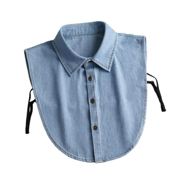 Cuello falso para traje profesional, ropa decorativa elegante, cuello falso ajustable Azul vaquero
