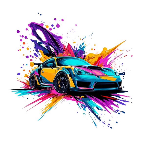 Nuevo FC1084 Adhesivo decorativo para pared con un coche deportivo y adhesivo resistente al aceite. Adhesivo decorativo para pared removible.