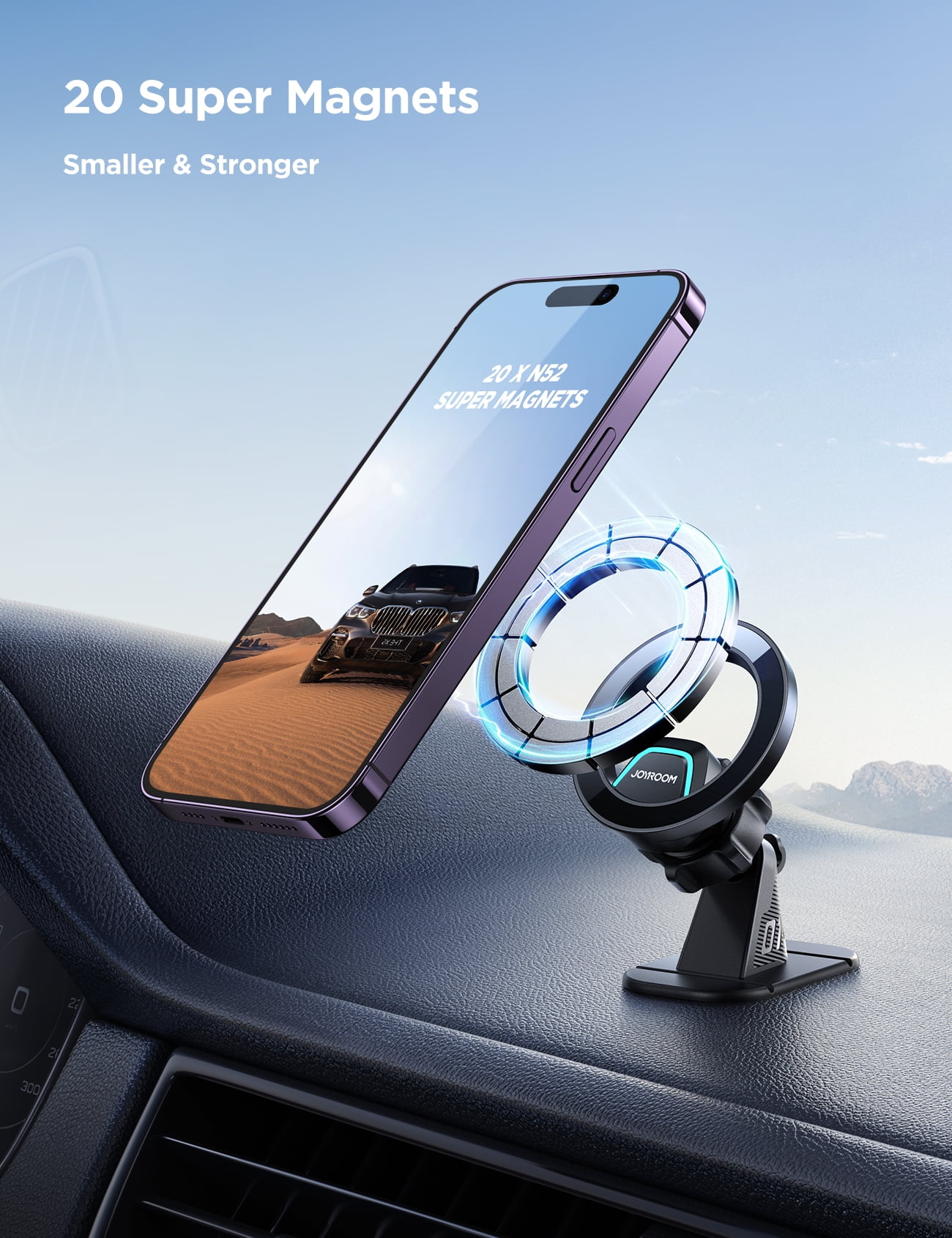 (2 pack) JOYROOM 2 in 1 Magnetic Phone Holder for Car, Air Vent & Dashboard Car Phone Holder for iPhone, Compatible for MagSafe Car Mount, Fit for iPhone 16 15 14 13 12 Pro Max