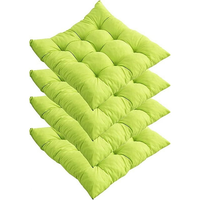 Nvzi Juego de 4 cojines para silla de comedor con lazos, suaves y cómodos, antideslizantes, cuadrados, para cocina, comedor, oficina, sala de estar, patio (verde)