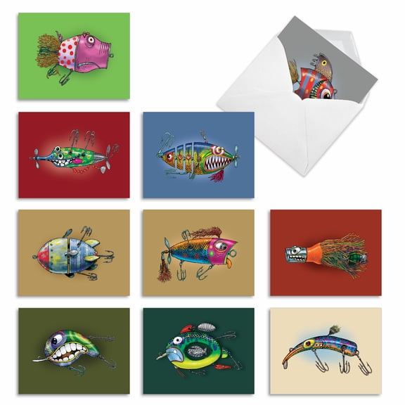 10 All Occasion Blank Note Cards Pack (4 x 5.12 Inch) - OFF THE HOOK M6543OCB