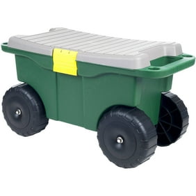 Rolling Garden Cart Scooter With Seat And Utility Tool Storage