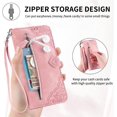 thumbnail image 4 of Designed for iPhone 12 Case Wallet,iPhone 12 Pro Case for Women,Embossed PU Leather Protective Cover Magnetic Wrist Strap Zipper Card Holder Flip Phone Case for iPhone 12 /iPhone 12 Pro (Blue), 4 of 15