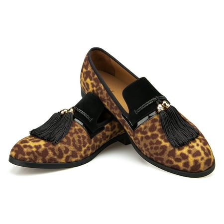 

JITAI Men s Dress Loafer Shoes Slip-on Loafer Tassel Loafer Brown Size 11