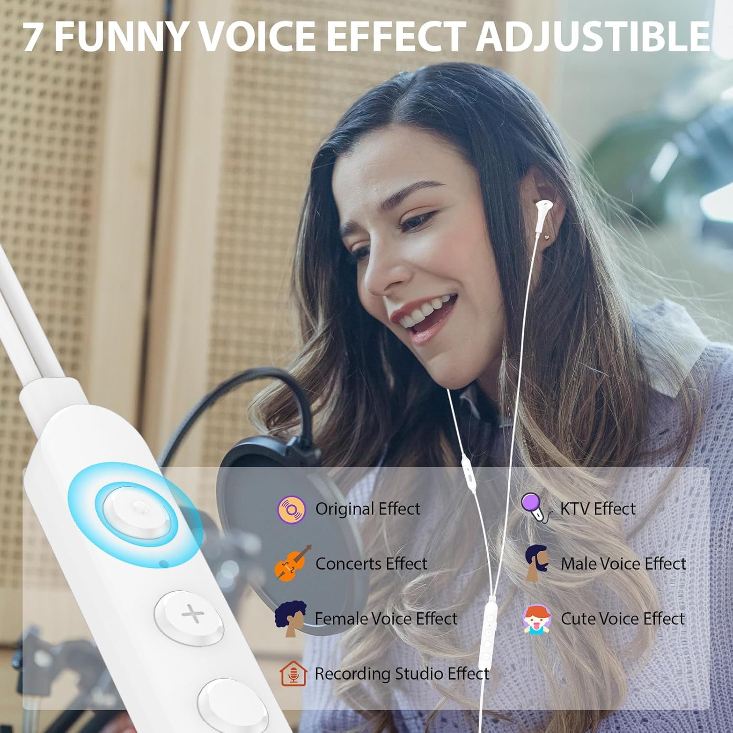HRTGFD-USB C Headphone, Voice Changer Earbuds Wired for Google Pixel 10 9 8, Karaoke Type-C Earphone with Mic Case Deep Bass Noise Isolate for iPhone 17 Air 16 15 Pro Max Plus/Galaxy S26 S25 Ultra S2