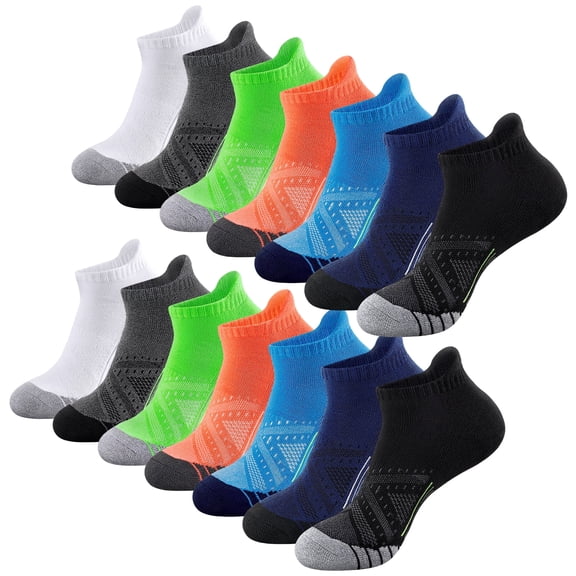 DIFFYBOX Men Low Cut Ankle Socks, 7 Pairs Moisture Wicking Socks, Breathable & Comfy for Daily Casual Wear, Sizes 10-13 & 13-15 US