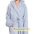 thumbnail image 3 of PAVILIA Women Hooded Plush Soft Robe | Fluffy Warm Fleece Sherpa Shaggy Bathrobe (S/M, Light Blue), 3 of 7