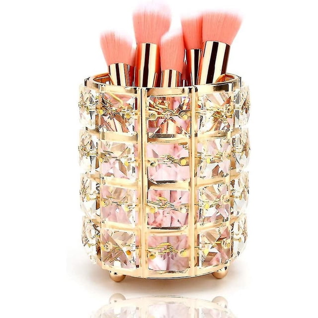 Pinsel Aufbewahrung Aus Kristall, maquillaje Pinselhalter Stiftbehlter Brstenhalter Kosmetik Organizador Escritorio-decoración (oro) Hy