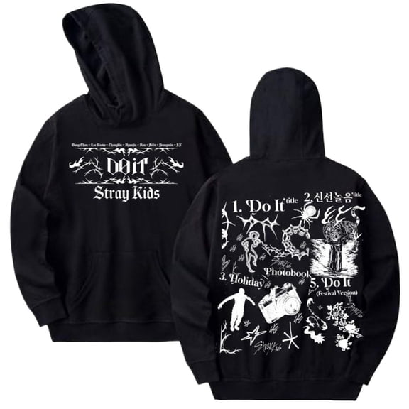 Kpop Stray Kids DO IT TrackList Merch Hoodie – Unisex Harajuku Graphic Pullover Hooded Sweatshirt Streetwear for STAY Fans