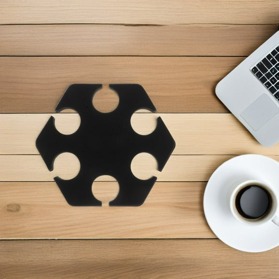 BESTYASH Sturdy Hexagonal Microphone Stand Tray Black Shockproof Holder for Multi Mic Storage and Stage