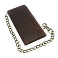 thumbnail image 3 of CAZORO USA Motorcycle Chain Wallet for Men  100% Natural Genuine Leather, Long Trifold RFID Blocking, Credit Card Money Organizer - Mens Trucker Biker Metal Chain Wallets Croco Brown, 3 of 7