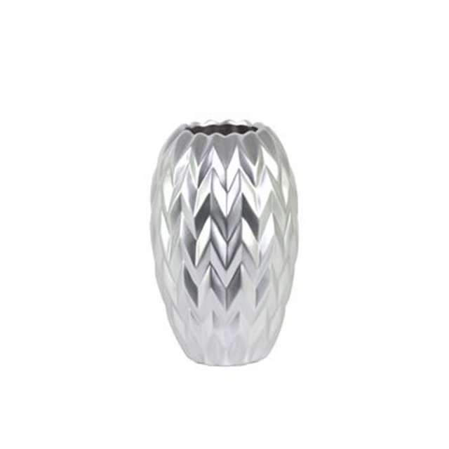 Collection Tendances Urbaines Vase Rond en Céramique 21442 avec Lèvre Ronde&44; Argent - Petit
