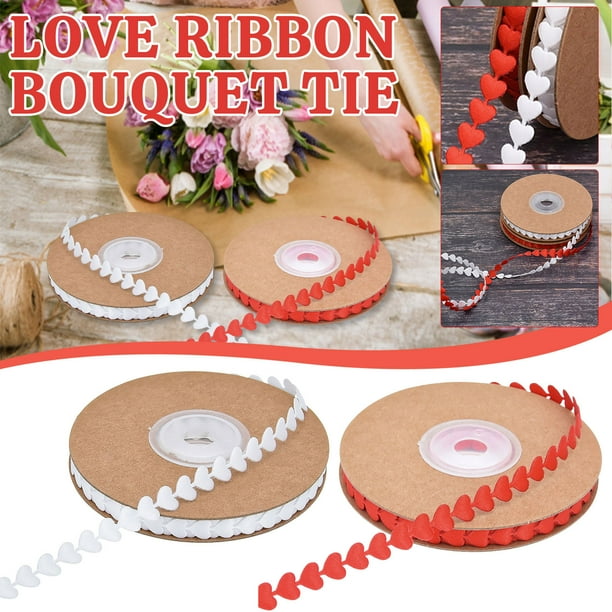 Cinta Con Forma De Corazón De Melocotón Para Decoración De Ramo, Cinta Con Alambre Para Manualidades, Envoltura De Regalos Y Decoración Para Árbol De Navidad, Roja, 8 Mm (1 Unidad) Rkxzt