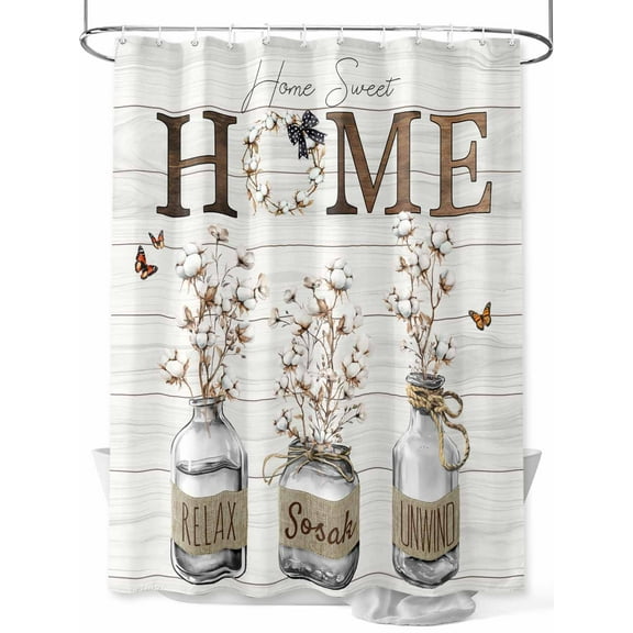 Vintage Shower Curtain Set ，Waterproof Fabric Shower Curtains Home Sweet Home Cotton Wood Grain Shower Curtains for Bathroom,Bathroom Decor 54x"78"