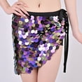 thumbnail image 2 of AGWOLF Sequin Skirt for Women Glitter Mermaid Mini Skirts Sparkly Belly Dance Hip Scarf Music Party Rave Wrap Skirt, 2 of 7
