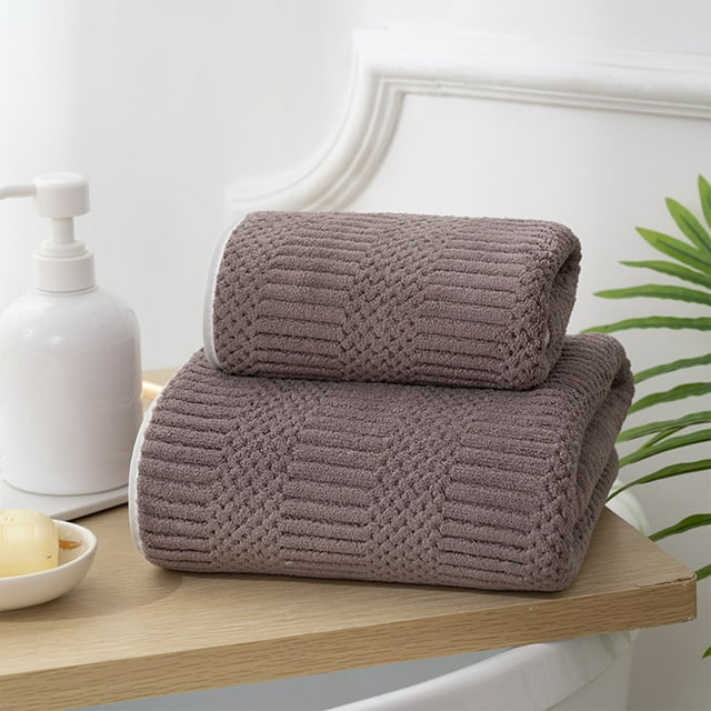 Juego de toallas de vellón Corals | Toalla facial y de baño suaves y absorbentes (2 piezas) | Poliéster duradero y resistente a la decoloración | Verde, rosa, café y azul | Toallas de baño de secado
