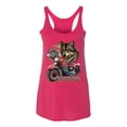 thumbnail image 2 of American Motorcycle Wolves Survivors Made in the USA | Womens Fashion Premium Tri-Blend Racerback Tank Top, Shocking Pink, Large, 2 of 4