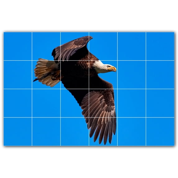 Picture-Tiles.com: Bird Ceramic Tile Wall Mural WAL500155-64S. 25.5"W x 17"H using (24) 4.25" x 4.25" Ceramic Tiles-Satin Finish