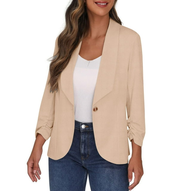 Mgmyaa Blazers pour Femmes Manches 3/4 Affaires Décontractées Col Cranté Vestes Tenues