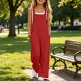 thumbnail image 3 of Agkizg Girls Jumpsuit Wide Leg Pants with Side Pockets Solid Casual Summer for Teen, Sizes 9-10 Years, 3 of 6