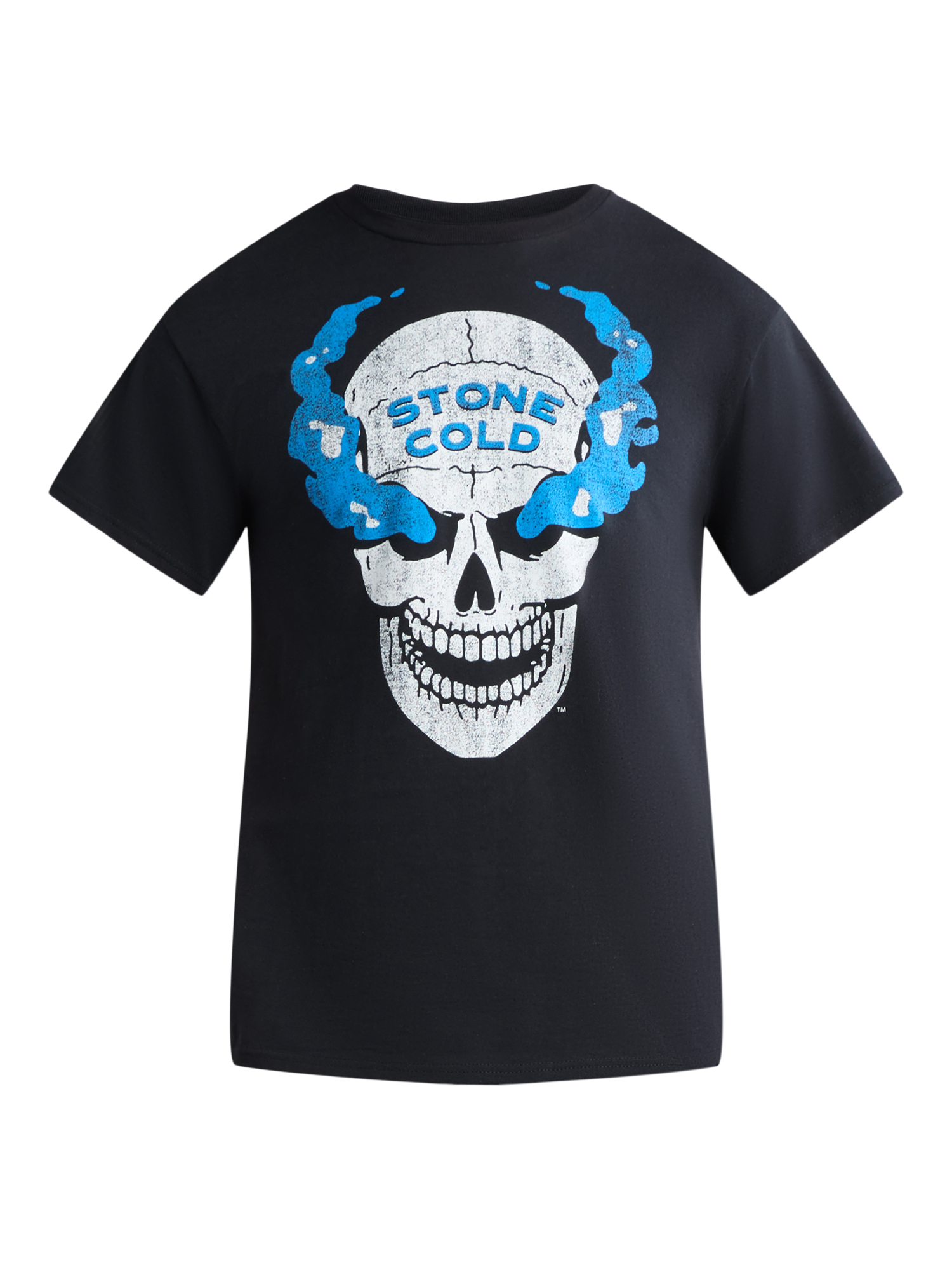 WWE Men's and Big Men's Stone Cold Blue Smoke Skull Graphic Tee, Sizes S-3XL