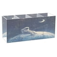 thumbnail image 3 of WOBOGO Astronaut Fishing on The Moon Acrylic Pen Holder 4 Compartments Clear Pencil Organizer Makeup Brush Storage Case, 3 of 7