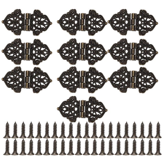 Antique Decorative Hinges Green Bronze Printing Zinc Alloy Furniture Wooden Box Gift Box DIY Hinges