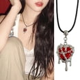 thumbnail image 2 of CIYISON Black Rope Clavicle Chain Lava Confined Heart Pendant Necklace Collar Necklace, 2 of 9