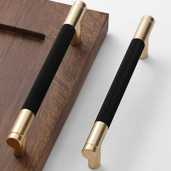 The 24 Pack 5 Inch 128 mm Bar Cabinet Pulls Gold and Black Knurled Handles for Brushed Gold Drawer Pulls Cupboard Aluminum Handles