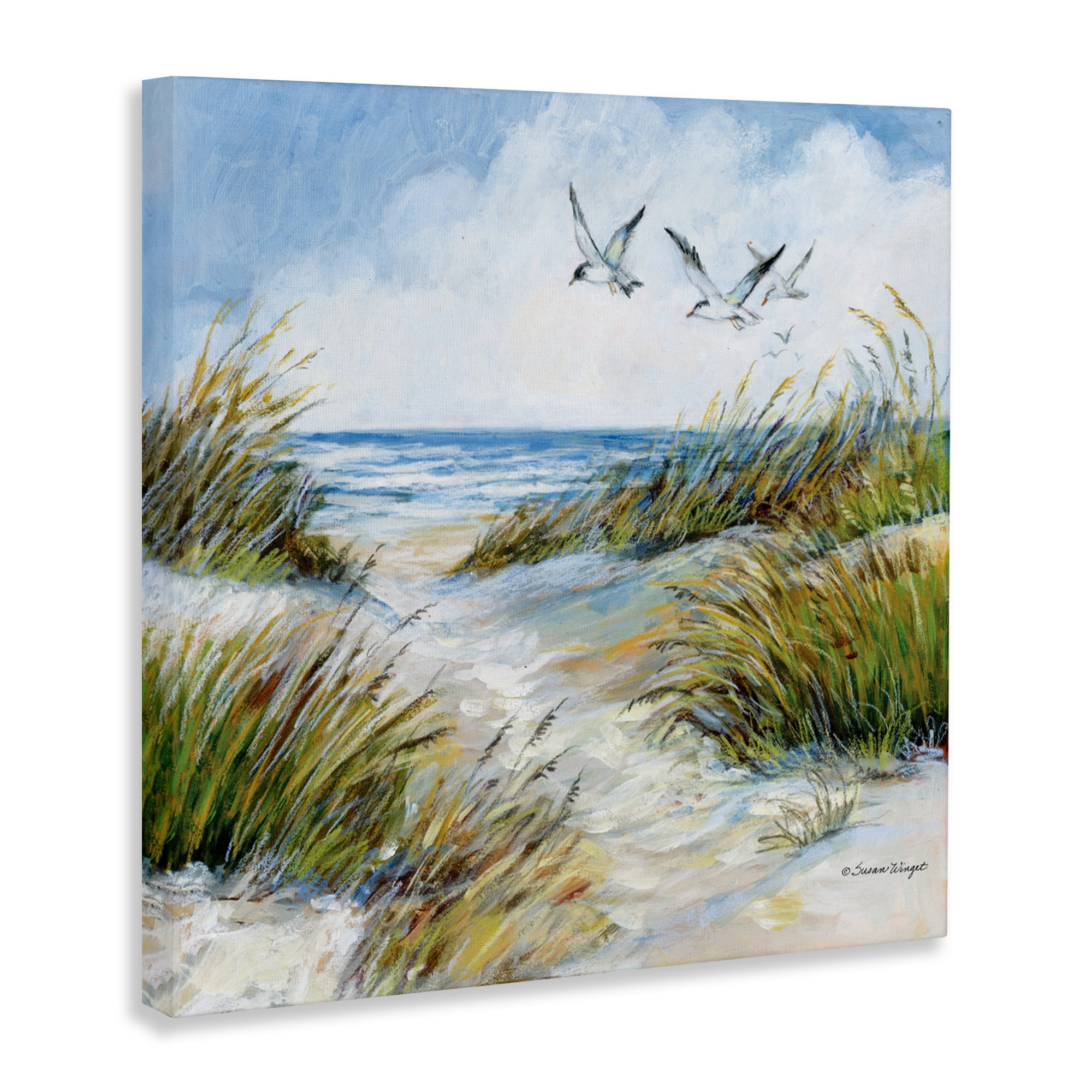 Stupell Industries Beach Path Seagulls Overhead Canvas Wall Art, design by Susan Winget