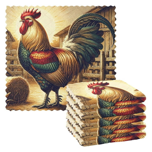 Vintage Rooster Kitchen Towels 6 Pcs Dish Towels Absorbent Soft Quick Dry Towel Dish Rags for Washing Dishes