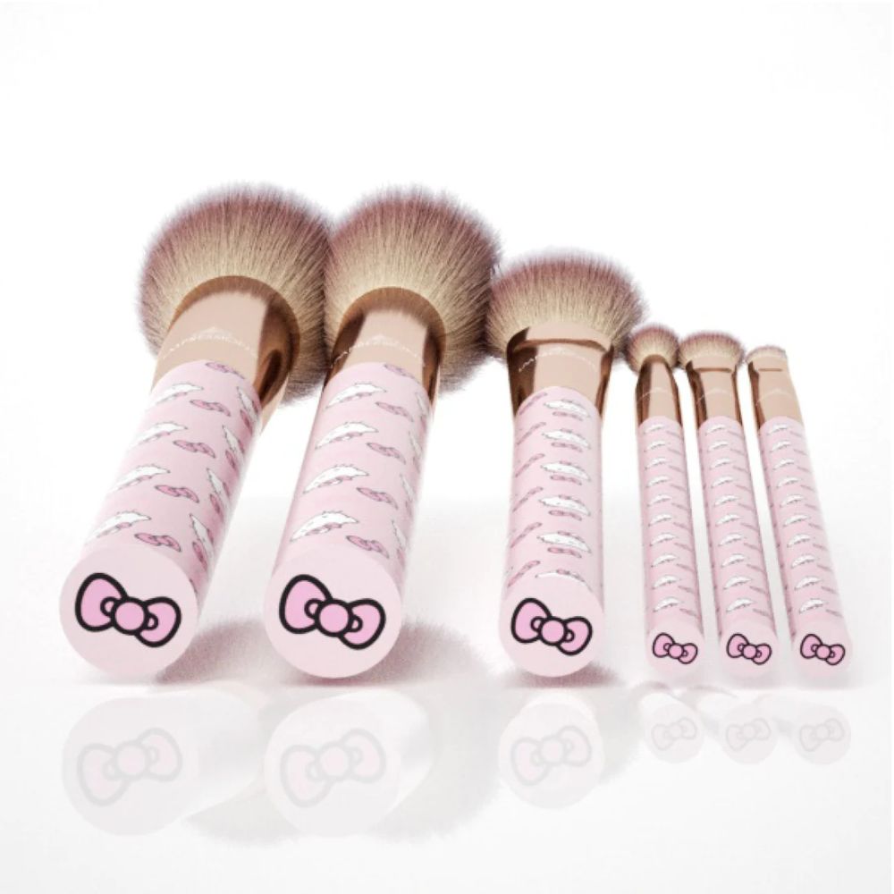 Impressions Vanity Hello Kitty Supercute Signature Makeup Brush Set, 6Pcs Aluminum Ferrule (White) - image 4 of 5