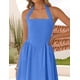 thumbnail image 4 of Vestido ZESICA sin mangas, halter, hombros descubiertos, azul rey, talla S, 4 of 8