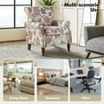 thumbnail image 3 of Wingback Armchairs Set of 2 Accent Chairs Floral Upholstered Sofa Wood Legs Lounge Seat Removable Cushion Home Living Room, 3 of 6