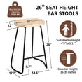 thumbnail image 3 of FIRAVOE Bar Stools Set of 2 (Solid Wood Saddle Seat) 30 Inch Bar Height Bar Stools Backless Barstools for Kitchen Island, 3 of 10